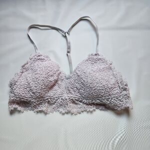 Aerie Lace Racerback Bralette Size M Light Padding Beige Racerback Light Purple